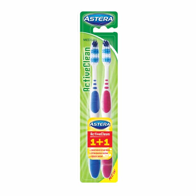 21URobshWrFUJKwpkd9GKQ5o8sfwW0 (1) ASTERA ACTIVE CLEAN 2/1-ში კბილის ჯაგრისი MEDIUM 1209 1+1 - Image 1