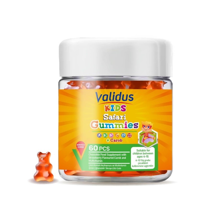 d6zfHp3ruFMN37kfjoGtXJ1SO97bBW Validus Kids Safari Carob + Vitamin A-C-D3 60 Gummies - Image 1